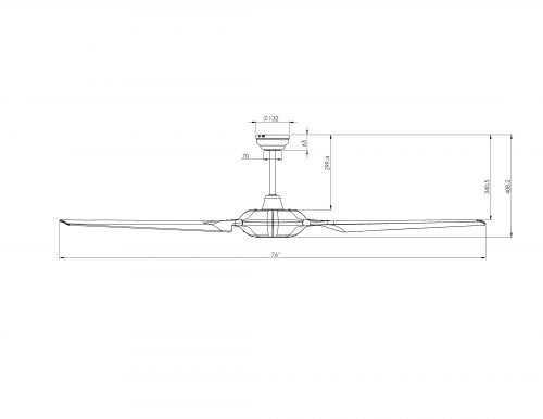 Energiespar Deckenventilator VOGUE LED schwarz 190 cm